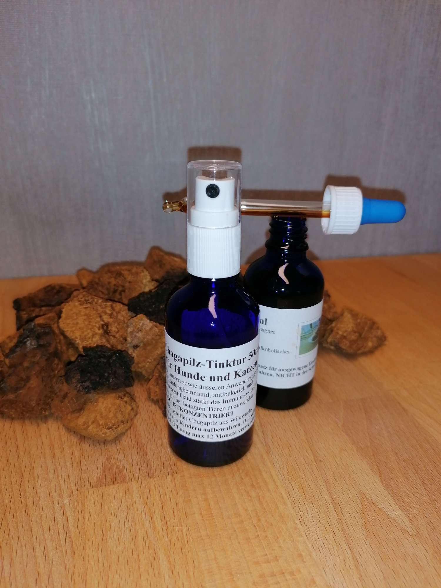 Dentalspray für Hunde aus Extrakten des wilden Chaga Pilzes